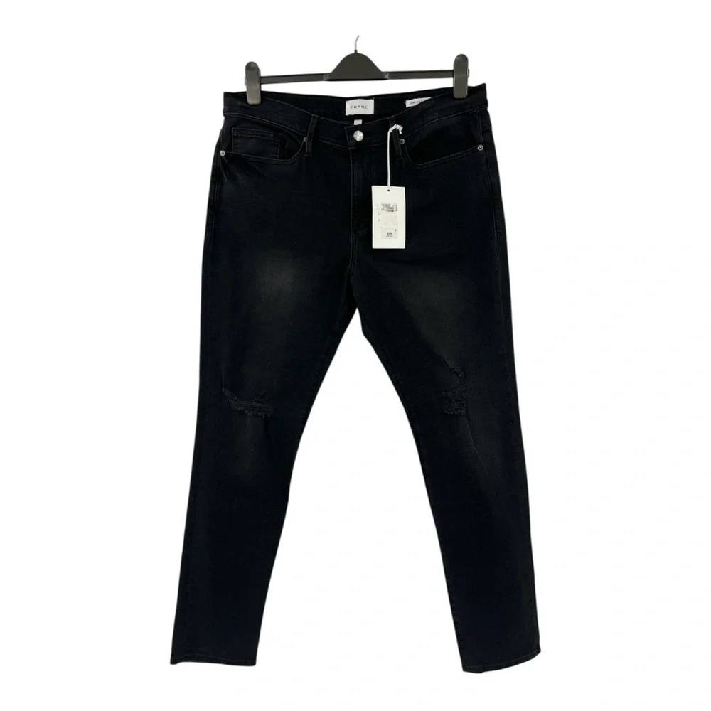 NWT’S Frame Jagger Mid- Rise True Skinny Fit Black Jeans SZ 38 (Fast Shipping)